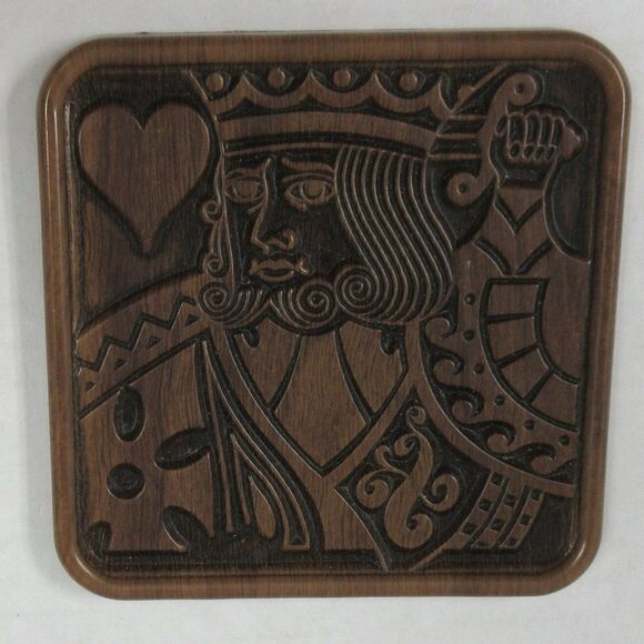 MANTINA 3M Set of 4 Playing Card Themed Coasters VINTAGE Ace Jack Queen King 60s - Picture 5 of 6